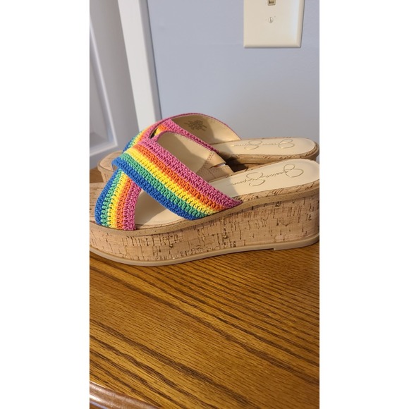 Jessica Simpson JS-Ediza‎ Cork Rainbow Size 10M - Picture 1 of 5